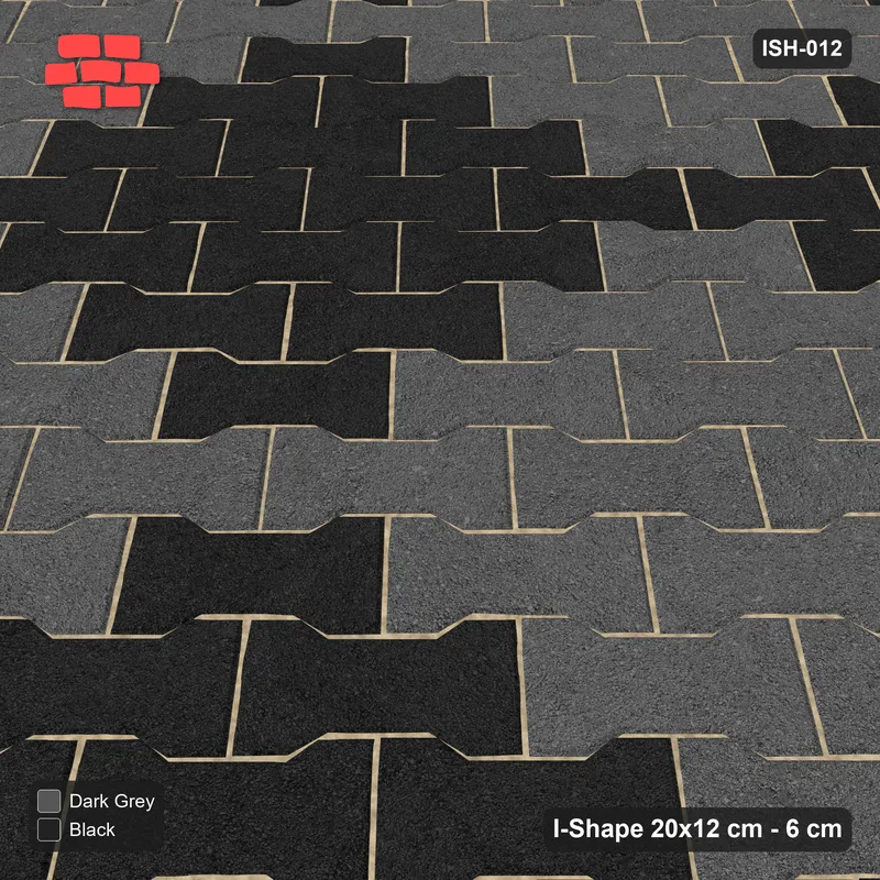 Interlock (Pasco) 20x12 cm · ISH-012 · Diagonal 45 deg lattice, checker 54cm, kerb frame · Side view Interlock (Pasco) 20x12 cm · ISH-012 · Diagonal 45 deg lattice, checker 54cm, kerb frame · Side view
