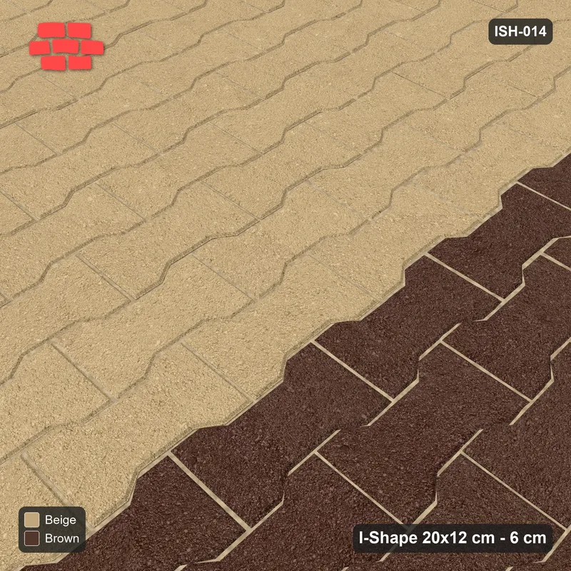 Interlock (Pasco) 20x12 cm · ISH-014 · Quarter-turn lattice, accent column every 4th band 40cm, kerb frame · Side view Interlock (Pasco) 20x12 cm · ISH-014 · Quarter-turn lattice, accent column every 4th band 40cm, kerb frame · Side view