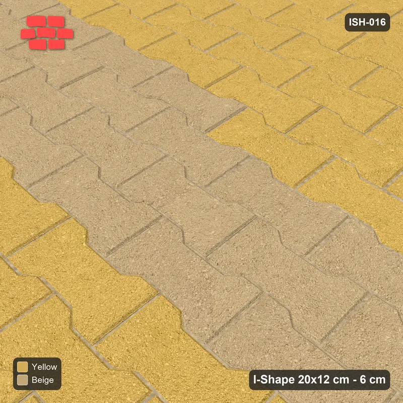 Interlock (Pasco) 20x12 cm · ISH-016 · Aligned lattice, centre feature band 36cm, kerb frame · Side view Interlock (Pasco) 20x12 cm · ISH-016 · Aligned lattice, centre feature band 36cm, kerb frame · Side view