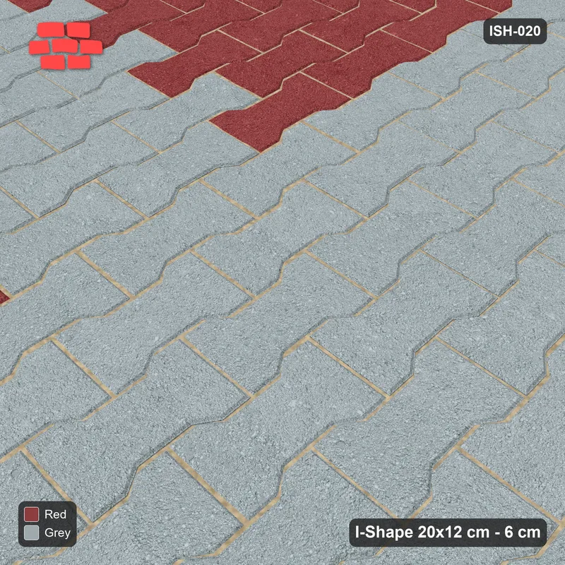 Interlock (Pasco) 20x12 cm · ISH-020 · Quarter-turn lattice, cross feature 48cm, kerb frame · Side view Interlock (Pasco) 20x12 cm · ISH-020 · Quarter-turn lattice, cross feature 48cm, kerb frame · Side view