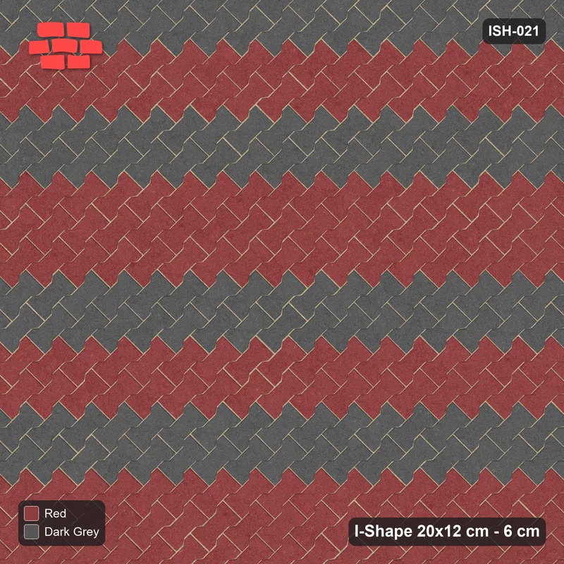 Interlock (Pasco) 20x12 cm · ISH-021 · Diagonal 45 deg lattice, horizontal bands 32cm · Top view Interlock (Pasco) 20x12 cm · ISH-021 · Diagonal 45 deg lattice, horizontal bands 32cm · Top view