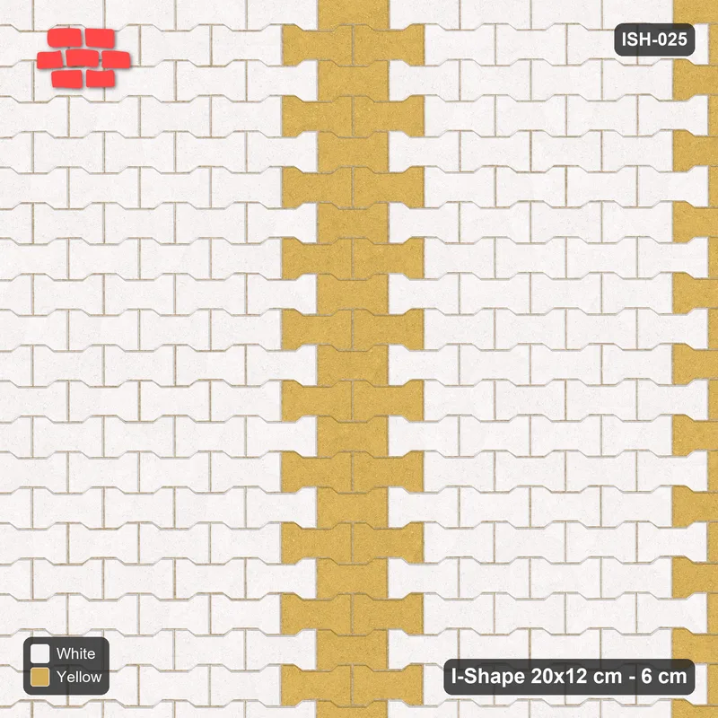 Interlock (Pasco) 20x12 cm · ISH-025 · Aligned lattice, accent column every 4th band 28cm · Top view Interlock (Pasco) 20x12 cm · ISH-025 · Aligned lattice, accent column every 4th band 28cm · Top view