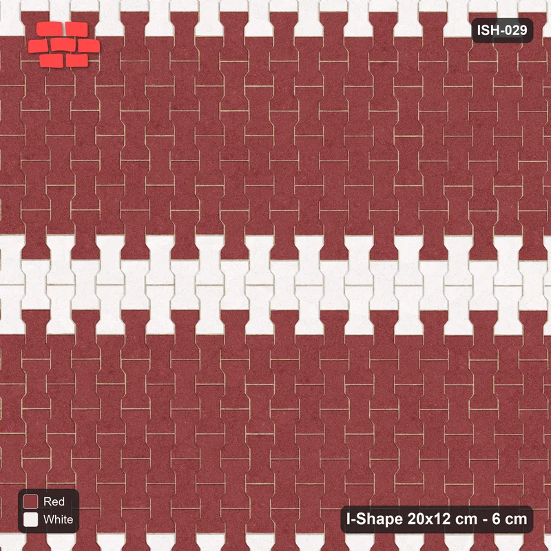 Interlock (Pasco) 20x12 cm · ISH-029 · Quarter-turn lattice, accent course every 4th band 30cm · Top view Interlock (Pasco) 20x12 cm · ISH-029 · Quarter-turn lattice, accent course every 4th band 30cm · Top view