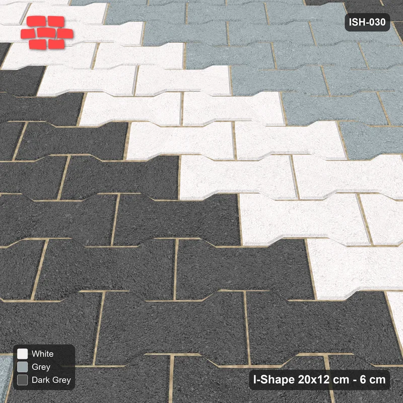 Interlock (Pasco) 20x12 cm · ISH-030 · Diagonal 45 deg lattice, horizontal bands 36cm, kerb frame · Side view Interlock (Pasco) 20x12 cm · ISH-030 · Diagonal 45 deg lattice, horizontal bands 36cm, kerb frame · Side view