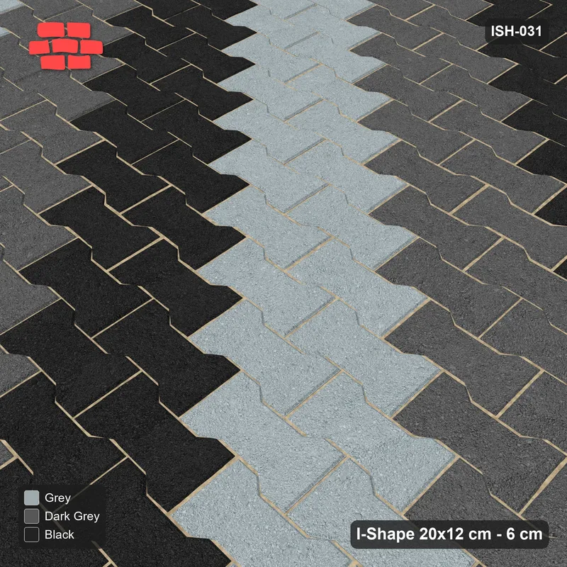 Interlock (Pasco) 20x12 cm · ISH-031 · Aligned lattice, diagonal stripes 28cm · Side view Interlock (Pasco) 20x12 cm · ISH-031 · Aligned lattice, diagonal stripes 28cm · Side view
