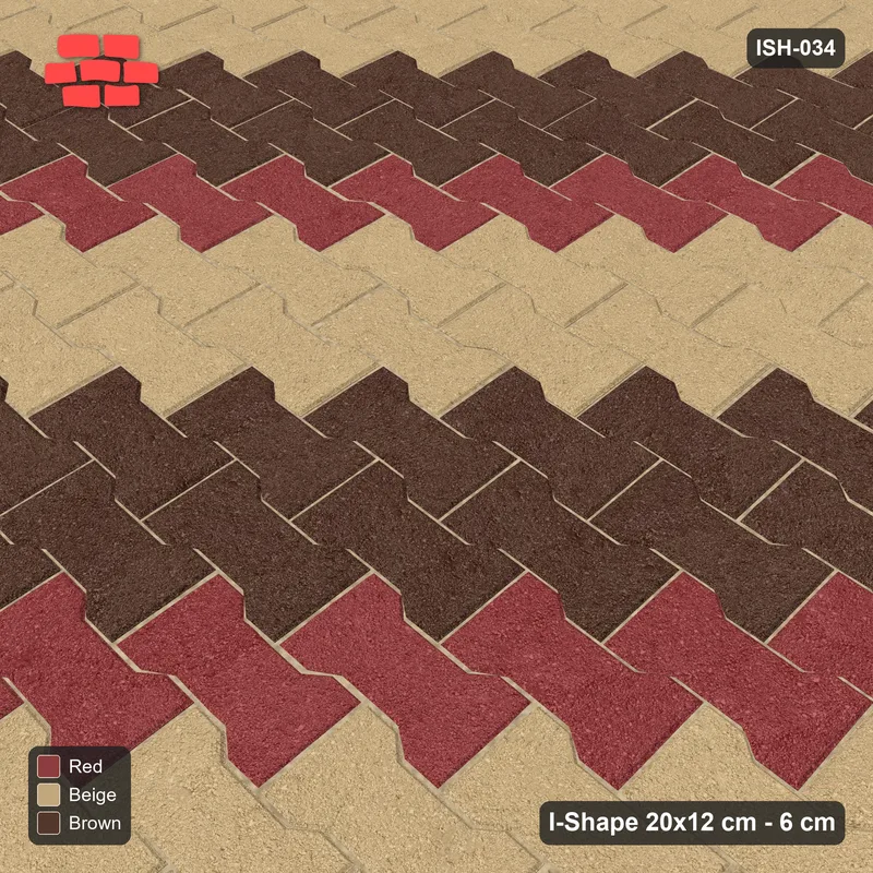 Interlock (Pasco) 20x12 cm · ISH-034 · Aligned lattice, counter-diagonal stripes 24cm · Side view Interlock (Pasco) 20x12 cm · ISH-034 · Aligned lattice, counter-diagonal stripes 24cm · Side view