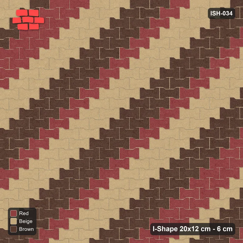 Interlock (Pasco) 20x12 cm · ISH-034 · Aligned lattice, counter-diagonal stripes 24cm · Top view Interlock (Pasco) 20x12 cm · ISH-034 · Aligned lattice, counter-diagonal stripes 24cm · Top view
