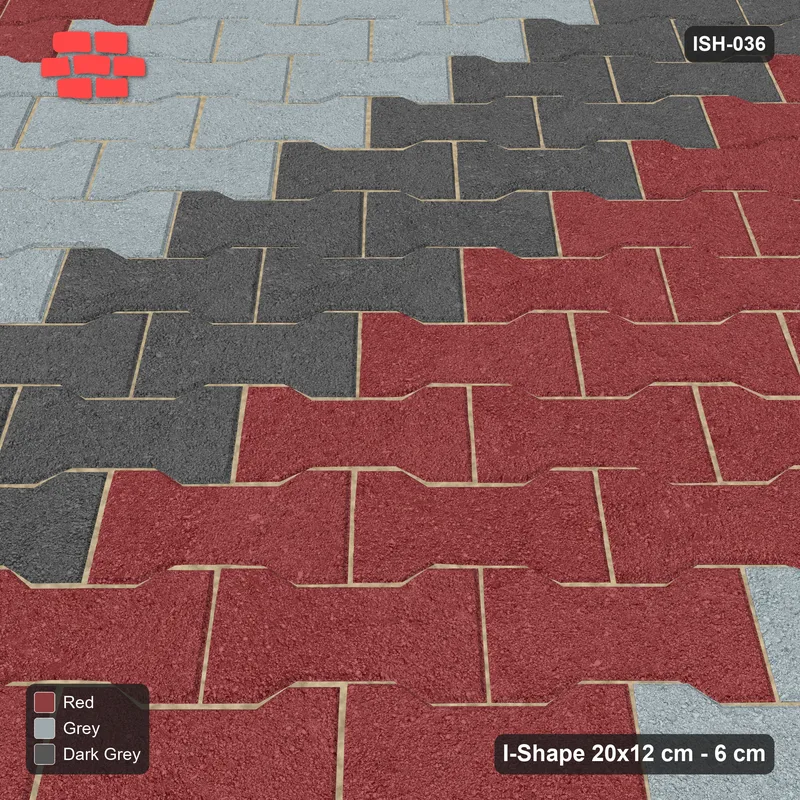 Interlock (Pasco) 20x12 cm · ISH-036 · Diagonal 45 deg lattice, vertical bands 36cm, kerb frame · Side view Interlock (Pasco) 20x12 cm · ISH-036 · Diagonal 45 deg lattice, vertical bands 36cm, kerb frame · Side view