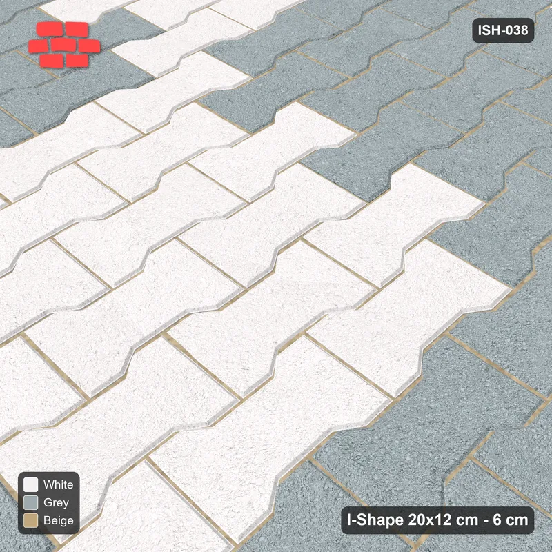 Interlock (Pasco) 20x12 cm · ISH-038 · Quarter-turn lattice, checker 60cm, kerb frame · Side view Interlock (Pasco) 20x12 cm · ISH-038 · Quarter-turn lattice, checker 60cm, kerb frame · Side view