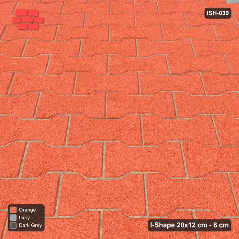 Interlock (Pasco) 20x12 cm · ISH-039 · Diagonal 45 deg lattice, solid field, accent kerb with edge course, kerb frame · Side view Interlock (Pasco) 20x12 cm · ISH-039 · Diagonal 45 deg lattice, solid field, accent kerb with edge course, kerb frame · Side view