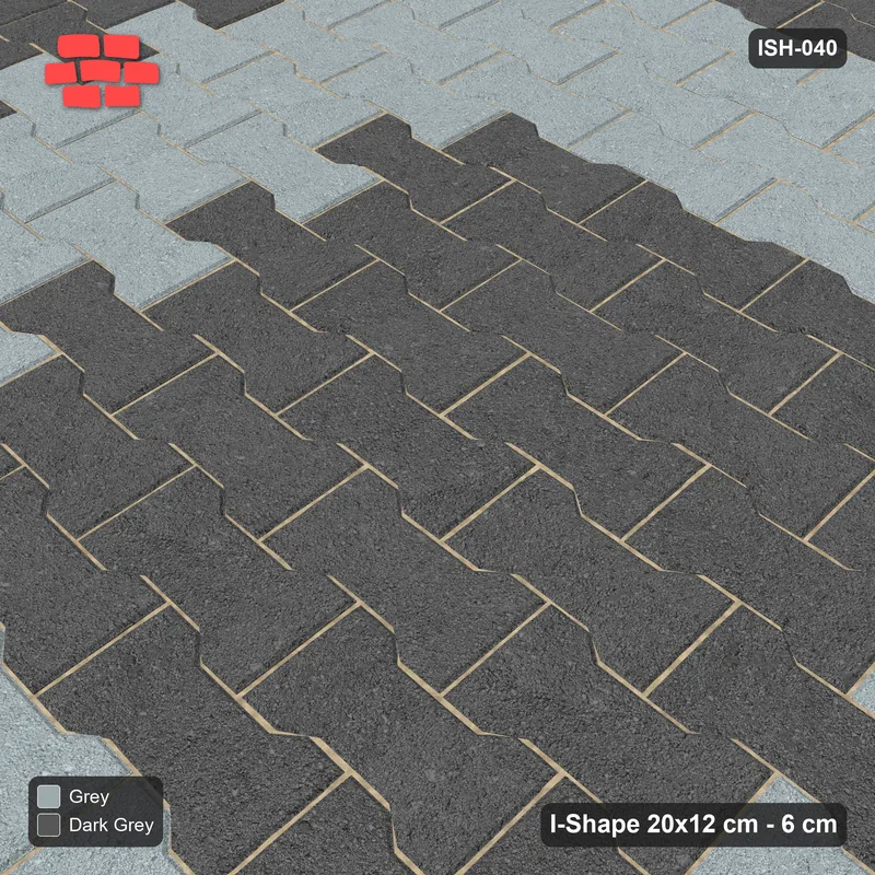 Interlock (Pasco) 20x12 cm · ISH-040 · Aligned lattice, square rings 40cm, kerb frame · Side view Interlock (Pasco) 20x12 cm · ISH-040 · Aligned lattice, square rings 40cm, kerb frame · Side view