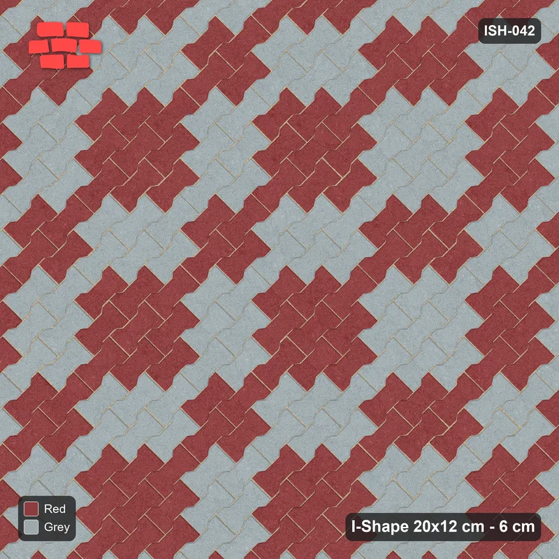 Interlock (Pasco) 20x12 cm · ISH-042 · Diagonal 45 deg lattice, checker 36cm · Top view Interlock (Pasco) 20x12 cm · ISH-042 · Diagonal 45 deg lattice, checker 36cm · Top view