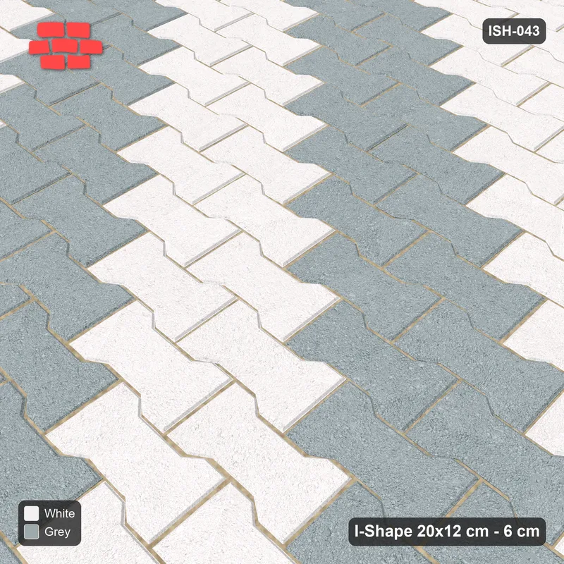 Interlock (Pasco) 20x12 cm · ISH-043 · Aligned lattice, diagonal stripes 30cm, kerb frame · Side view Interlock (Pasco) 20x12 cm · ISH-043 · Aligned lattice, diagonal stripes 30cm, kerb frame · Side view