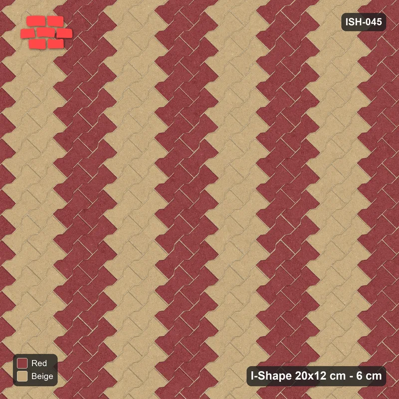 Interlock (Pasco) 20x12 cm · ISH-045 · Diagonal 45 deg lattice, vertical bands 28cm · Top view Interlock (Pasco) 20x12 cm · ISH-045 · Diagonal 45 deg lattice, vertical bands 28cm · Top view