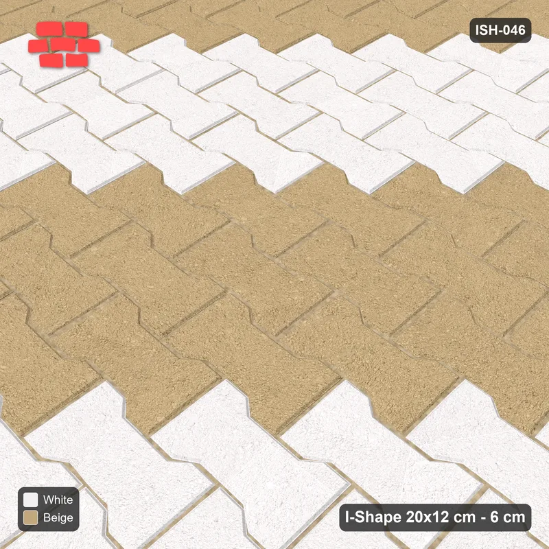 Interlock (Pasco) 20x12 cm · ISH-046 · Aligned lattice, counter-diagonal stripes 40cm, kerb frame · Side view Interlock (Pasco) 20x12 cm · ISH-046 · Aligned lattice, counter-diagonal stripes 40cm, kerb frame · Side view
