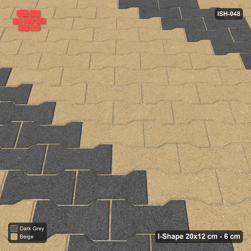 Interlock (Pasco) 20x12 cm · ISH-048 · Diagonal 45 deg lattice, accent course every 4th band 24cm · Side view Interlock (Pasco) 20x12 cm · ISH-048 · Diagonal 45 deg lattice, accent course every 4th band 24cm · Side view