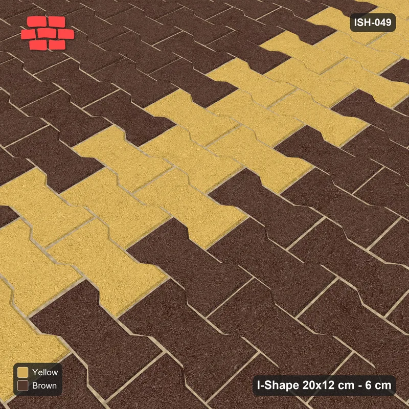 Interlock (Pasco) 20x12 cm · ISH-049 · Aligned lattice, accent column every 4th band 30cm, kerb frame · Side view Interlock (Pasco) 20x12 cm · ISH-049 · Aligned lattice, accent column every 4th band 30cm, kerb frame · Side view