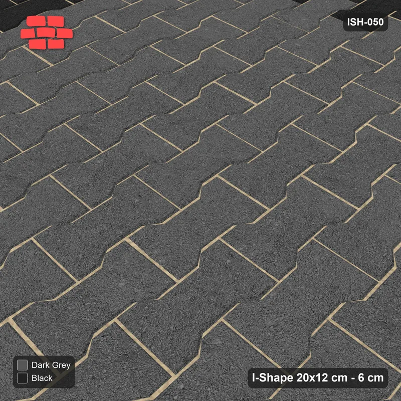 Interlock (Pasco) 20x12 cm · ISH-050 · Quarter-turn lattice, centre block 144cm, kerb frame · Side view Interlock (Pasco) 20x12 cm · ISH-050 · Quarter-turn lattice, centre block 144cm, kerb frame · Side view