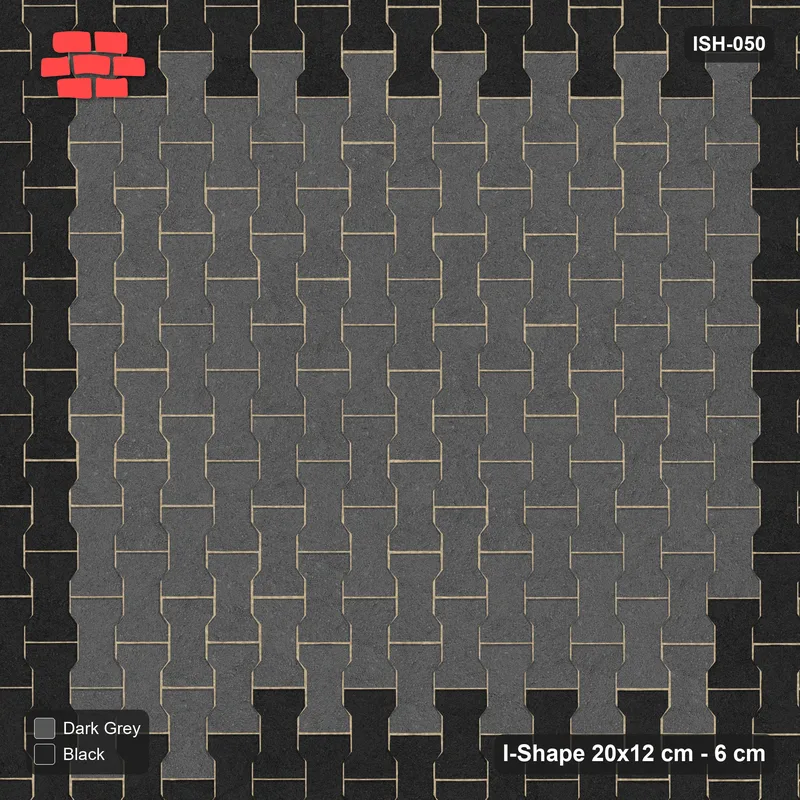 Interlock (Pasco) 20x12 cm · ISH-050 · Quarter-turn lattice, centre block 144cm, kerb frame · Top view Interlock (Pasco) 20x12 cm · ISH-050 · Quarter-turn lattice, centre block 144cm, kerb frame · Top view