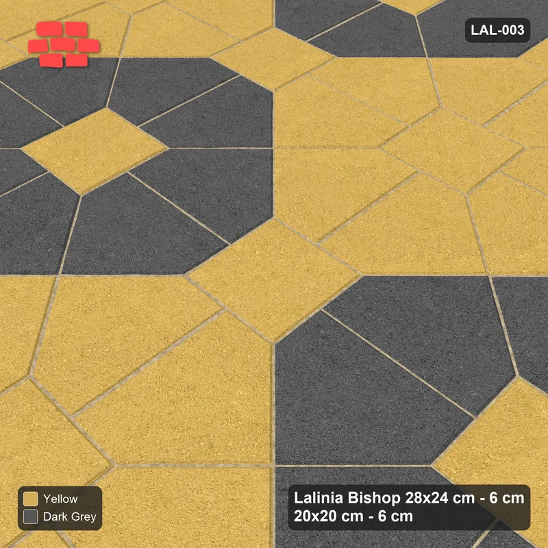Interlock (Pasco) 28x24 cm · LAL-003 · Octagon Rosette Grid - chequer octagons, squares in the second colour · Side view Interlock (Pasco) 28x24 cm · LAL-003 · Octagon Rosette Grid - chequer octagons, squares in the second colour · Side view