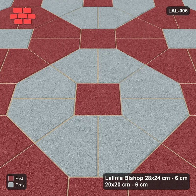 Interlock (Pasco) 28x24 cm · LAL-005 · Octagon Rosette Grid - chequer octagons, crossed centre colours, turned 45 deg · Side view Interlock (Pasco) 28x24 cm · LAL-005 · Octagon Rosette Grid - chequer octagons, crossed centre colours, turned 45 deg · Side view