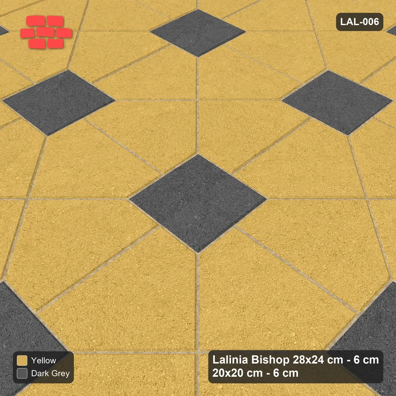 Interlock (Pasco) 28x24 cm · LAL-006 · Octagon Rosette Grid - single house colour, accent squares · Side view Interlock (Pasco) 28x24 cm · LAL-006 · Octagon Rosette Grid - single house colour, accent squares · Side view