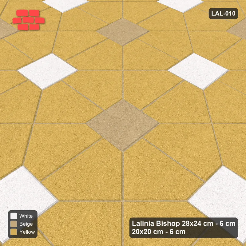 Interlock (Pasco) 28x24 cm · LAL-010 · Octagon Rosette Grid - single house colour, two square accents · Side view Interlock (Pasco) 28x24 cm · LAL-010 · Octagon Rosette Grid - single house colour, two square accents · Side view
