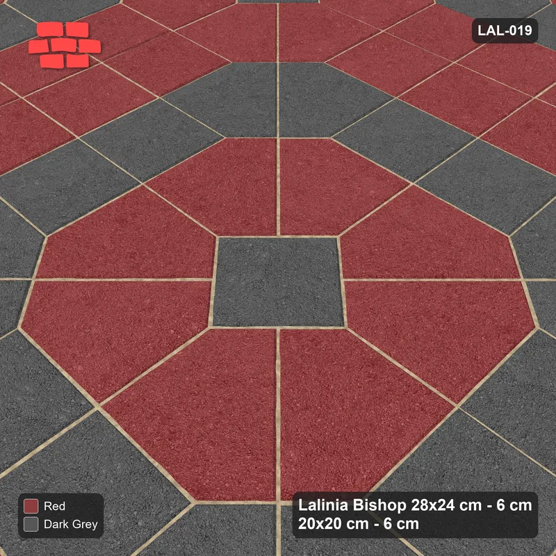 Interlock (Pasco) 28x24 cm · LAL-019 · Framed Octagon Medallions - inner octagons on the field colour, kerb frame · Side view Interlock (Pasco) 28x24 cm · LAL-019 · Framed Octagon Medallions - inner octagons on the field colour, kerb frame · Side view