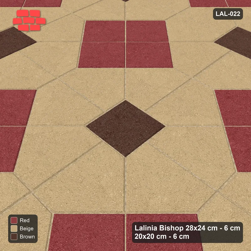 Interlock (Pasco) 28x24 cm · LAL-022 · Octagons with Diamond Blocks - diamond blocks and dark centres · Side view Interlock (Pasco) 28x24 cm · LAL-022 · Octagons with Diamond Blocks - diamond blocks and dark centres · Side view