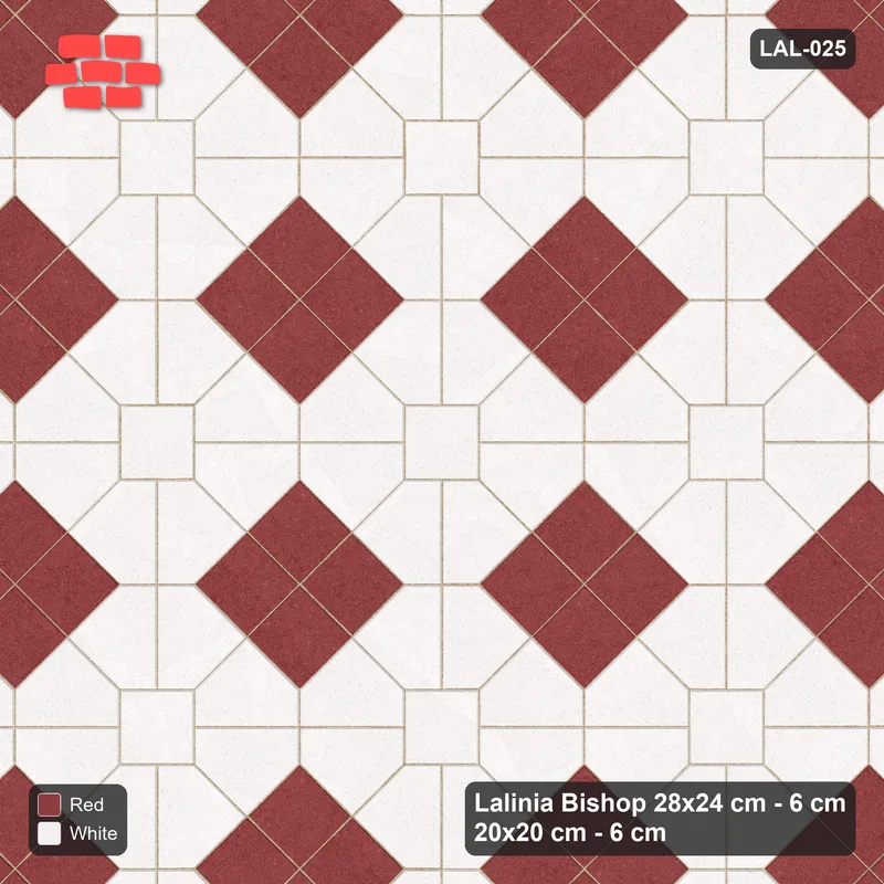 Interlock (Pasco) 28x24 cm · LAL-025 · Octagons with Diamond Blocks - accent diamond blocks only · Top view Interlock (Pasco) 28x24 cm · LAL-025 · Octagons with Diamond Blocks - accent diamond blocks only · Top view