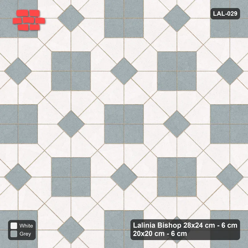 Interlock (Pasco) 28x24 cm · LAL-029 · Octagons with Diamond Blocks - diamond blocks and centres in one accent, turned 45 deg · Top view Interlock (Pasco) 28x24 cm · LAL-029 · Octagons with Diamond Blocks - diamond blocks and centres in one accent, turned 45 deg · Top view
