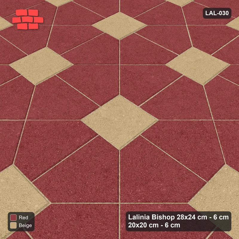 Interlock (Pasco) 28x24 cm · LAL-030 · House-Pair Rows - accent squares · Side view Interlock (Pasco) 28x24 cm · LAL-030 · House-Pair Rows - accent squares · Side view
