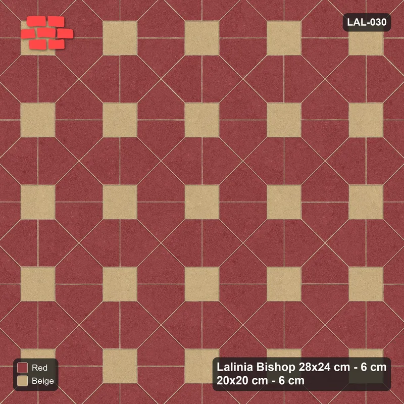 Interlock (Pasco) 28x24 cm · LAL-030 · House-Pair Rows - accent squares · Top view Interlock (Pasco) 28x24 cm · LAL-030 · House-Pair Rows - accent squares · Top view