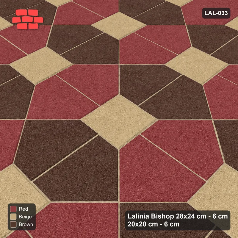 Interlock (Pasco) 28x24 cm · LAL-033 · House-Pair Rows - pair direction and square accents, kerb frame · Side view Interlock (Pasco) 28x24 cm · LAL-033 · House-Pair Rows - pair direction and square accents, kerb frame · Side view