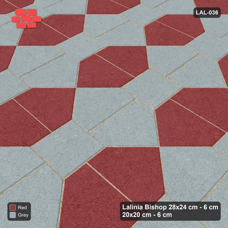 Interlock (Pasco) 28x24 cm · LAL-036 · House-Pair Rows - coloured by pair direction, kerb frame · Side view Interlock (Pasco) 28x24 cm · LAL-036 · House-Pair Rows - coloured by pair direction, kerb frame · Side view