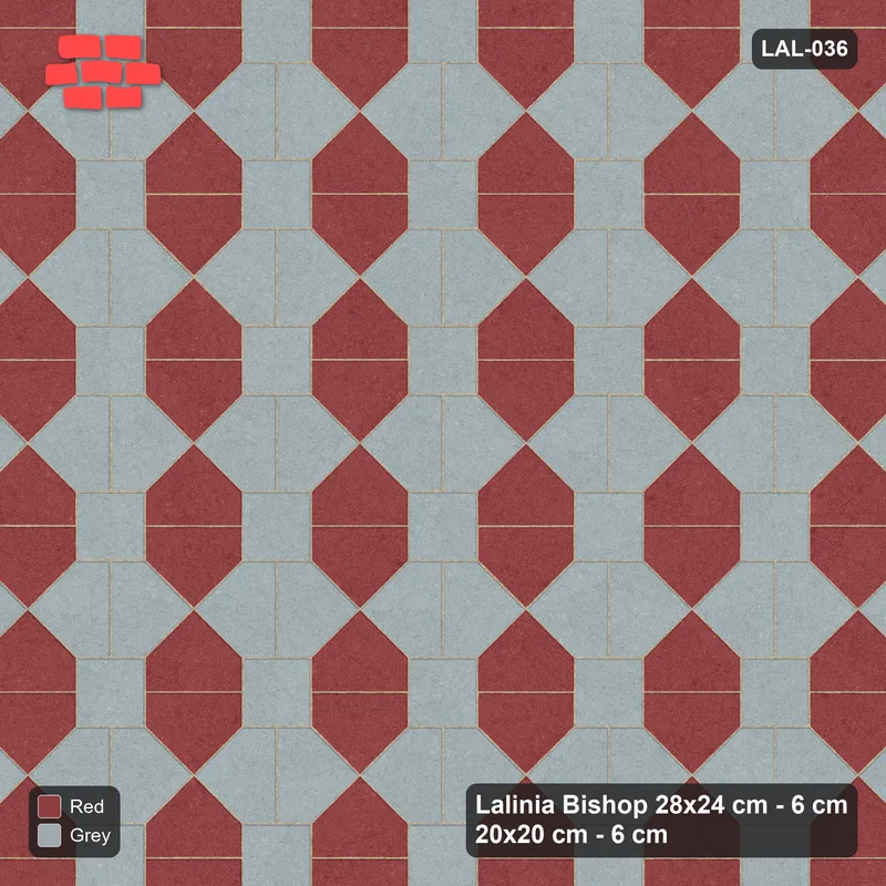 Interlock (Pasco) 28x24 cm · LAL-036 · House-Pair Rows - coloured by pair direction, kerb frame · Top view Interlock (Pasco) 28x24 cm · LAL-036 · House-Pair Rows - coloured by pair direction, kerb frame · Top view