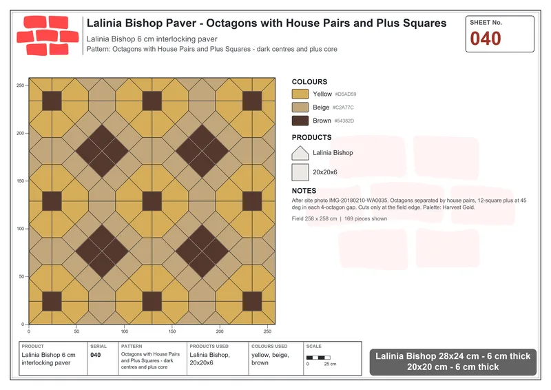 Interlock (Pasco) 28x24 cm · LAL-040 · Octagons with House Pairs and Plus Squares - dark centres and plus core · Laying plan Interlock (Pasco) 28x24 cm · LAL-040 · Octagons with House Pairs and Plus Squares - dark centres and plus core · Laying plan