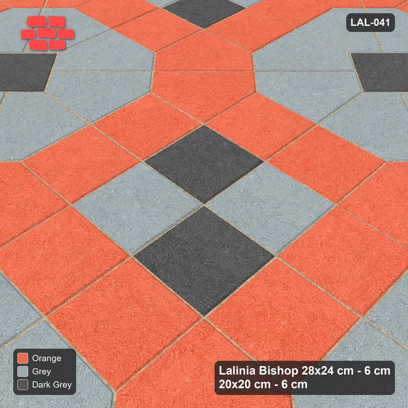 Interlock (Pasco) 28x24 cm · LAL-041 · Octagons with House Pairs and Plus Squares - light octagons, coloured pairs, dark centres and plus core, turned 45 deg · Side view Interlock (Pasco) 28x24 cm · LAL-041 · Octagons with House Pairs and Plus Squares - light octagons, coloured pairs, dark centres and plus core, turned 45 deg · Side view