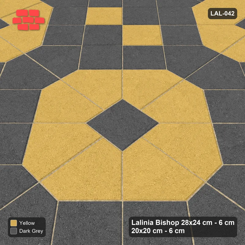 Interlock (Pasco) 28x24 cm · LAL-042 · Octagons with House Pairs and Plus Squares - two-colour octagons and pairs, kerb frame · Side view Interlock (Pasco) 28x24 cm · LAL-042 · Octagons with House Pairs and Plus Squares - two-colour octagons and pairs, kerb frame · Side view