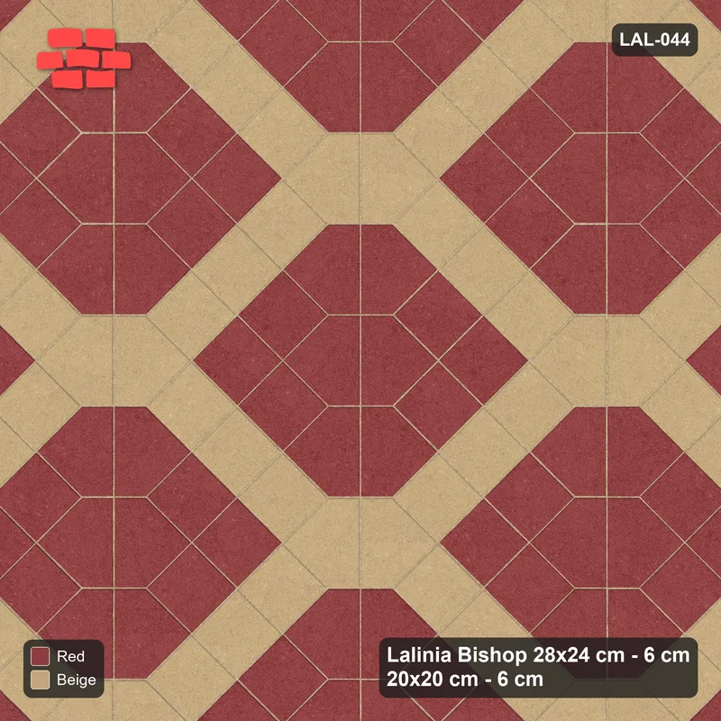 Interlock (Pasco) 28x24 cm · LAL-044 · House-Pair Columns with Diamonds - two-colour diagonal bands, kerb frame · Top view Interlock (Pasco) 28x24 cm · LAL-044 · House-Pair Columns with Diamonds - two-colour diagonal bands, kerb frame · Top view