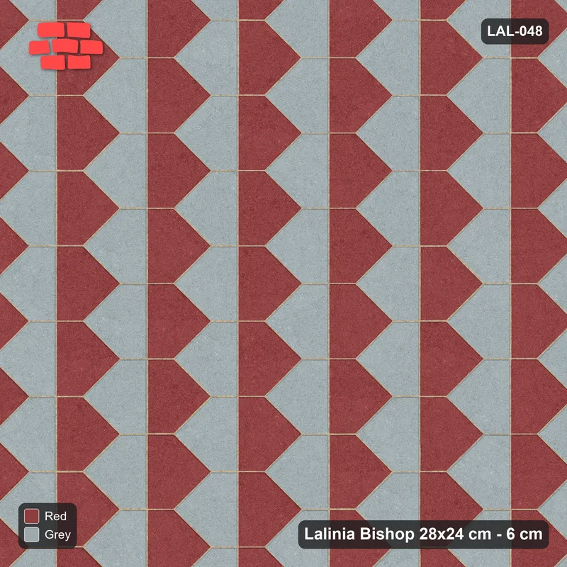 Interlock (Pasco) 28x24 cm · LAL-048 · La-19 Staggered Columns - two colours by pair member, kerb frame · Top view Interlock (Pasco) 28x24 cm · LAL-048 · La-19 Staggered Columns - two colours by pair member, kerb frame · Top view