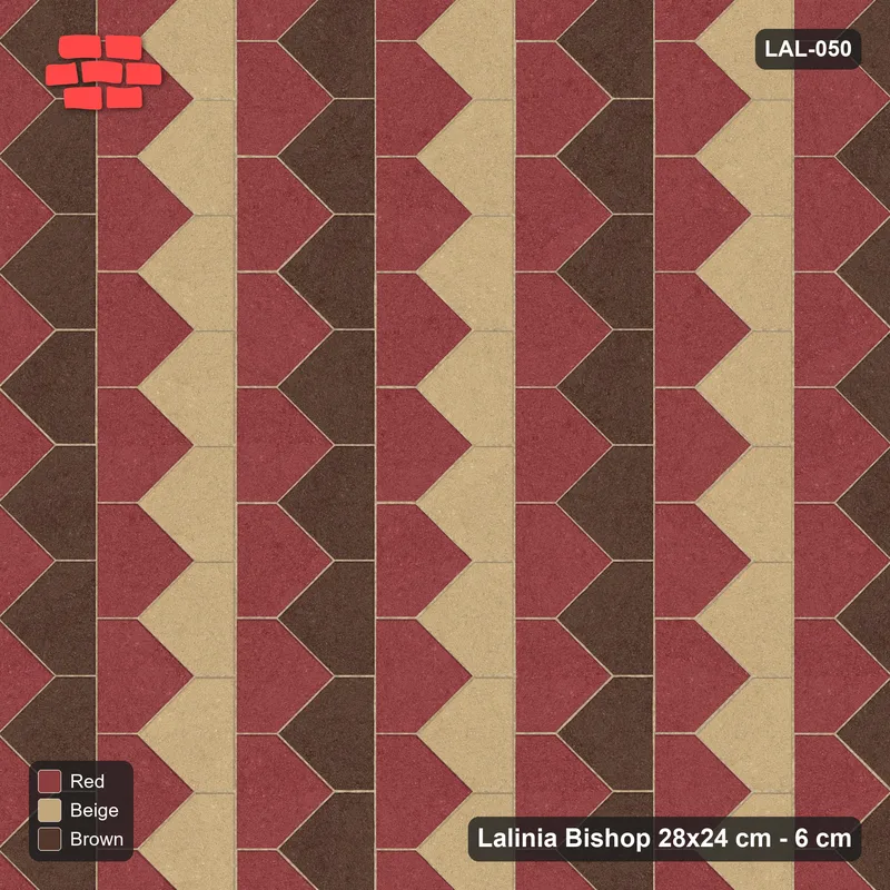 Interlock (Pasco) 28x24 cm · LAL-050 · La-19 House Columns - alternating strip accents, kerb frame · Top view Interlock (Pasco) 28x24 cm · LAL-050 · La-19 House Columns - alternating strip accents, kerb frame · Top view
