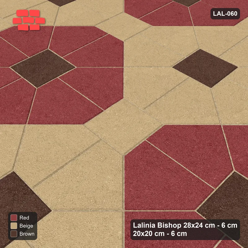 Interlock (Pasco) 28x24 cm · LAL-060 · Octagon Rosette Grid - chequer octagons, accent centres · Side view Interlock (Pasco) 28x24 cm · LAL-060 · Octagon Rosette Grid - chequer octagons, accent centres · Side view