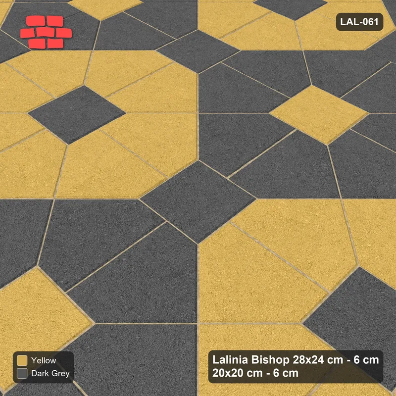 Interlock (Pasco) 28x24 cm · LAL-061 · Octagon Rosette Grid - chequer octagons, crossed centre colours, kerb frame · Side view Interlock (Pasco) 28x24 cm · LAL-061 · Octagon Rosette Grid - chequer octagons, crossed centre colours, kerb frame · Side view