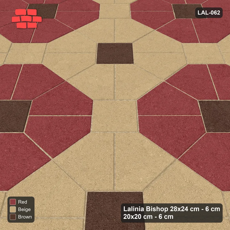 Interlock (Pasco) 28x24 cm · LAL-062 · Octagon Rosette Grid - chequer octagons, accent centres, gap squares matched, turned 45 deg · Side view Interlock (Pasco) 28x24 cm · LAL-062 · Octagon Rosette Grid - chequer octagons, accent centres, gap squares matched, turned 45 deg · Side view