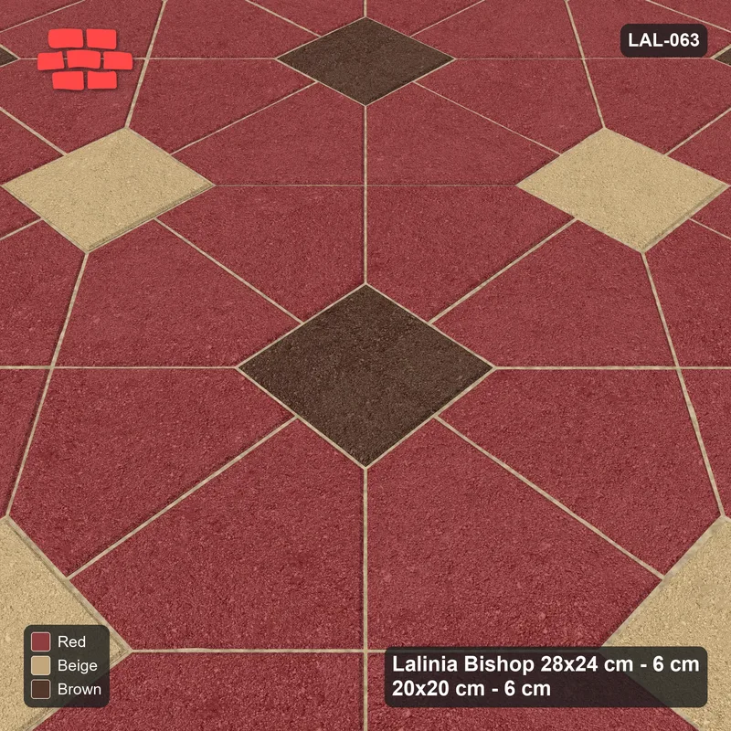 Interlock (Pasco) 28x24 cm · LAL-063 · Octagon Rosette Grid - single house colour, two square accents · Side view Interlock (Pasco) 28x24 cm · LAL-063 · Octagon Rosette Grid - single house colour, two square accents · Side view