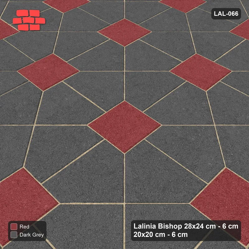 Interlock (Pasco) 28x24 cm · LAL-066 · Octagon Rosette Grid - single house colour, accent squares · Side view Interlock (Pasco) 28x24 cm · LAL-066 · Octagon Rosette Grid - single house colour, accent squares · Side view