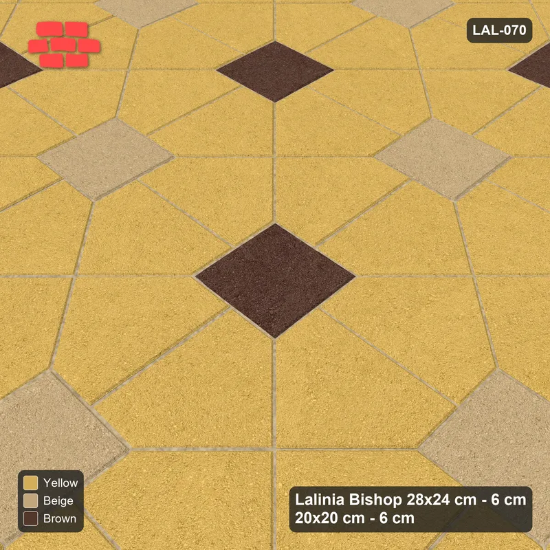 Interlock (Pasco) 28x24 cm · LAL-070 · Octagon Rosette Grid - single house colour, two square accents, kerb frame · Side view Interlock (Pasco) 28x24 cm · LAL-070 · Octagon Rosette Grid - single house colour, two square accents, kerb frame · Side view