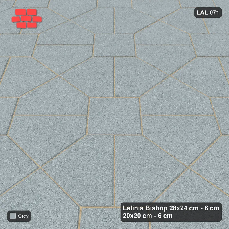 Interlock (Pasco) 28x24 cm · LAL-071 · Octagon Rosette Grid - single colour, turned 45 deg · Side view Interlock (Pasco) 28x24 cm · LAL-071 · Octagon Rosette Grid - single colour, turned 45 deg · Side view