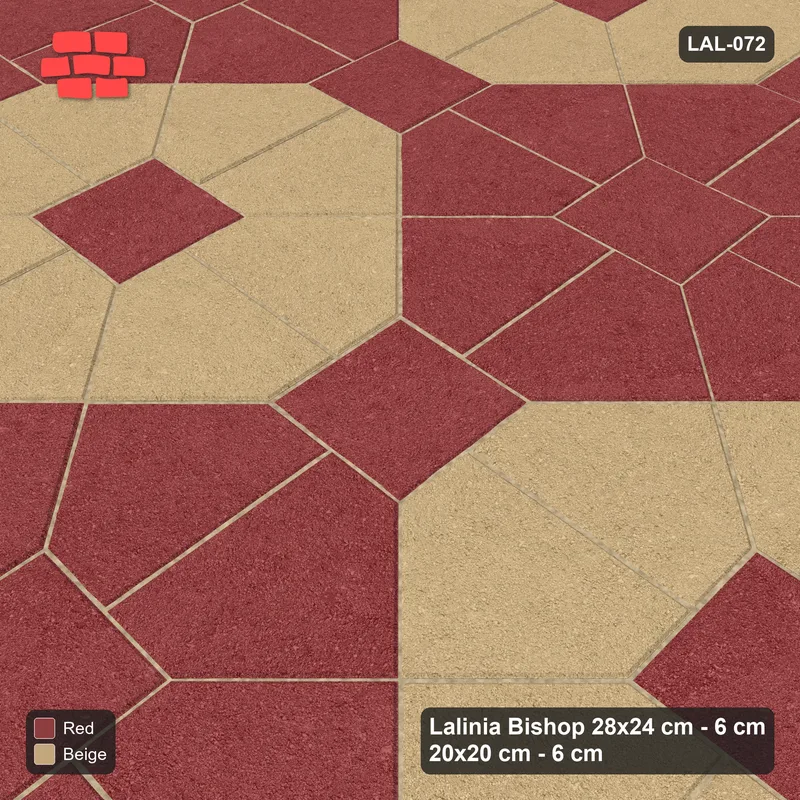 Interlock (Pasco) 28x24 cm · LAL-072 · Octagon Rosette Grid - chequer octagons, squares in the second colour · Side view Interlock (Pasco) 28x24 cm · LAL-072 · Octagon Rosette Grid - chequer octagons, squares in the second colour · Side view